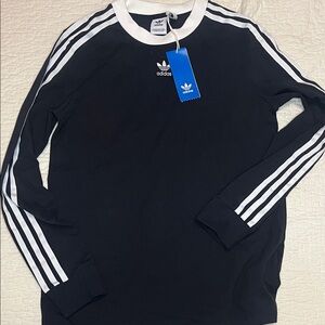 Adidas Black Crewneck shirt with White Stripes